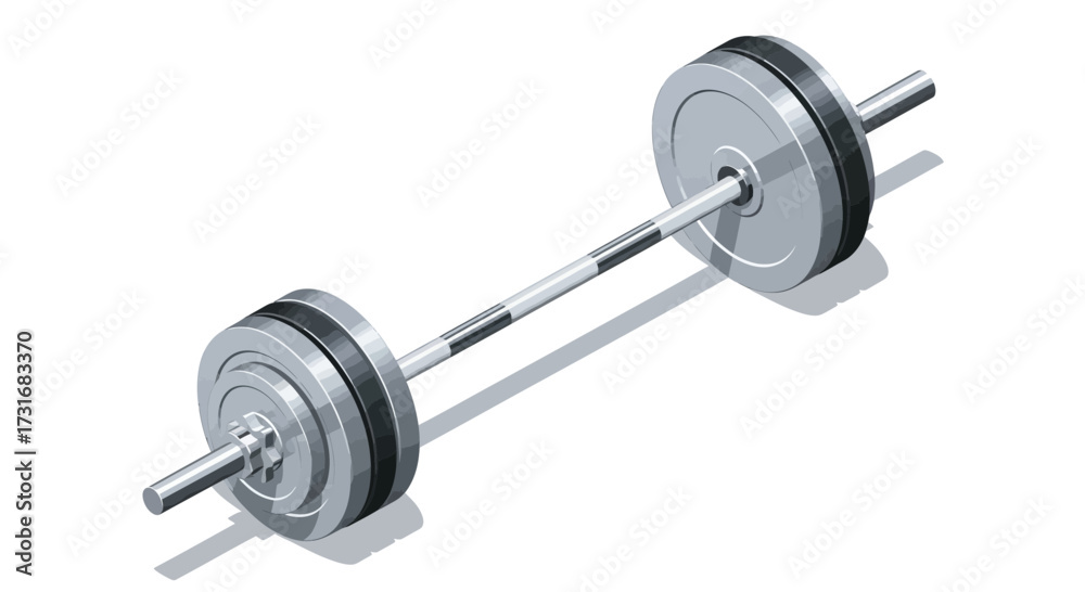 Naklejka premium Isometric barbell illustration for strength fitness and bodybuilding, isolated