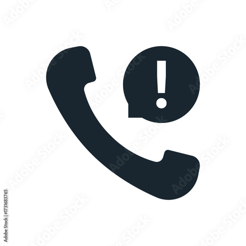 Black Flat Emergency Call Phone Alert Icon