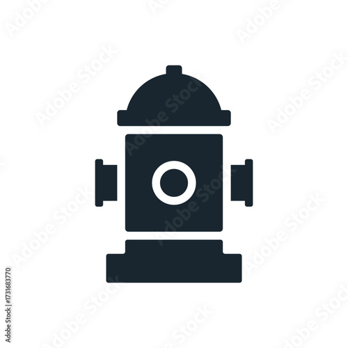 Black Flat Fire Hydrant Water Supply Icon