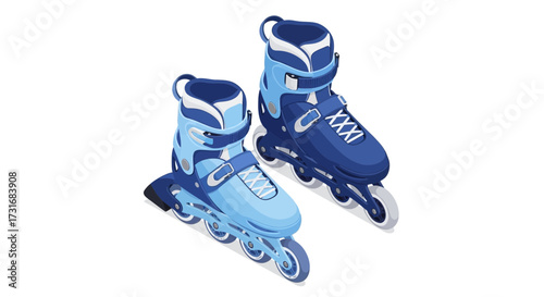 Isometric inline skates in two shades of blue for recreational fitness