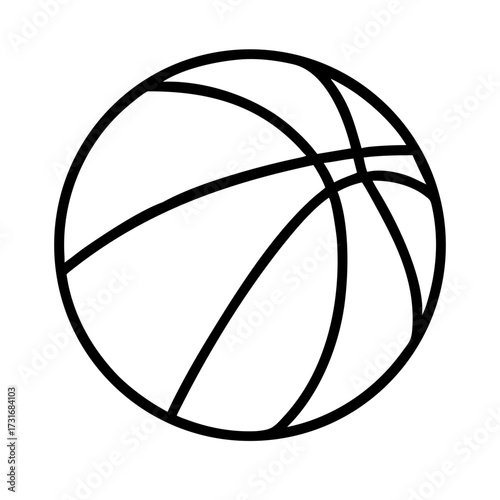 Basketball outline drawing isolated on white