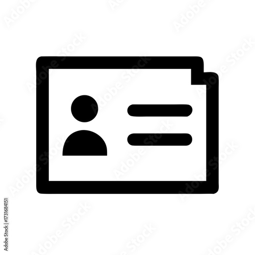 Minimalist identity card icon, black and white