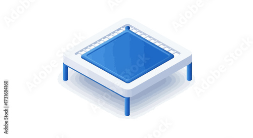 Isometric view of a modern trampoline on a white background for children