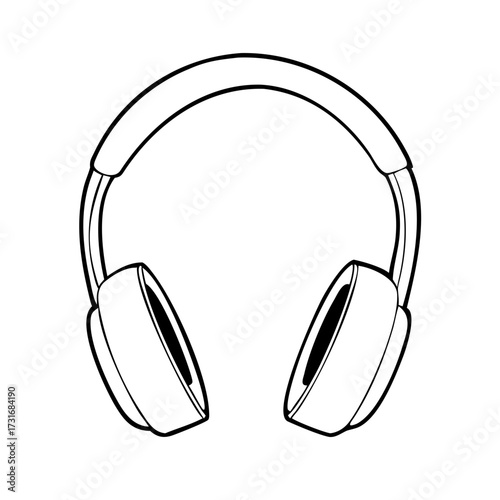 Headphone line drawing in black and white