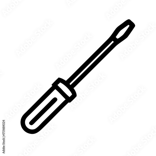 Minimalist illustration of a screwdriver tool 