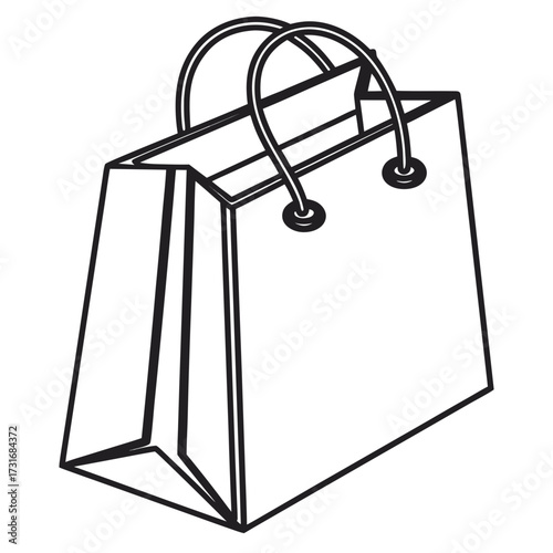 Simple Shopping Bag Icon in black and white style