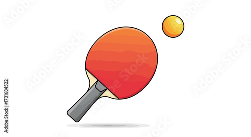 Minimalist illustration of a table tennis racket and a ping pong ball