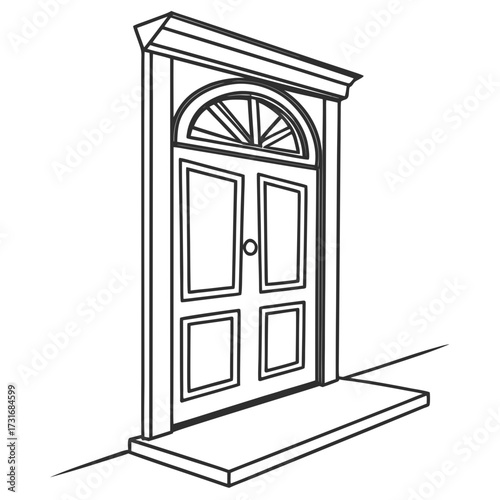 Elegant Entrance: A Detailed Architectural Illustration
