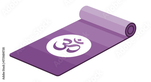 Minimalist yoga mat illustration featuring spiritual symbol design, meditation