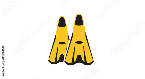 Minimalist Yellow and Black Diving Fins Illustration for Swimming Pool, Beach