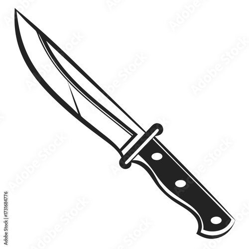 Detailed knife illustration in grayscale