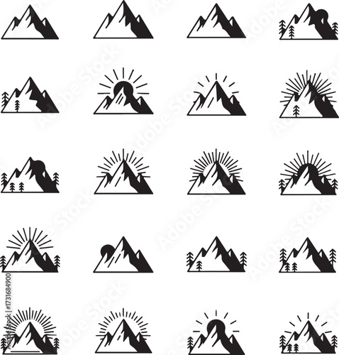 Mountains Collection: A varied and striking compilation of mountain illustrations, perfect for adding a touch of natural elegance to various design projects.