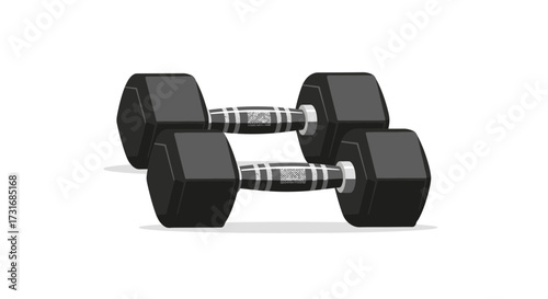 Pair of Hex Dumbbells Illustration for Fitness and Strength Training