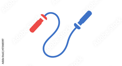 Playful Jumping Rope Illustration in Blue and Red, Cardio Equipment