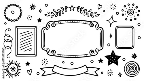 set of decorative frames with flowers