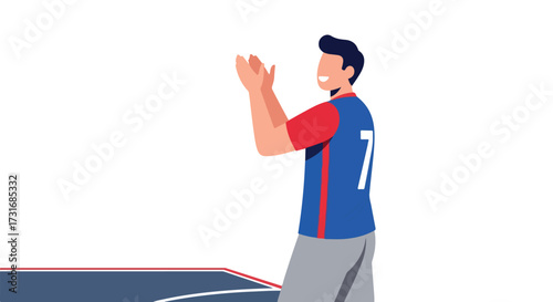 Enthusiastic basketball player cheering from the sidelines showcasing team support and sportsmanship during a competitive game