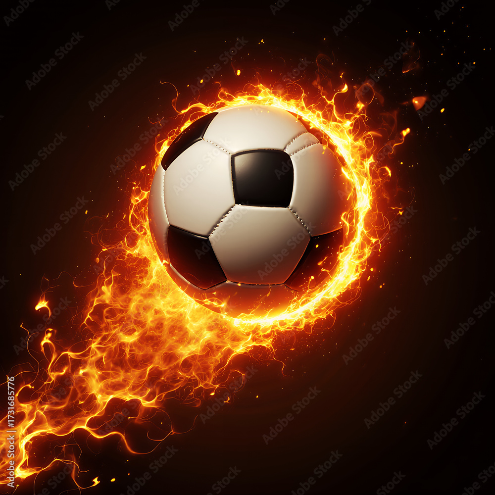 Fototapeta premium soccer ball in fire