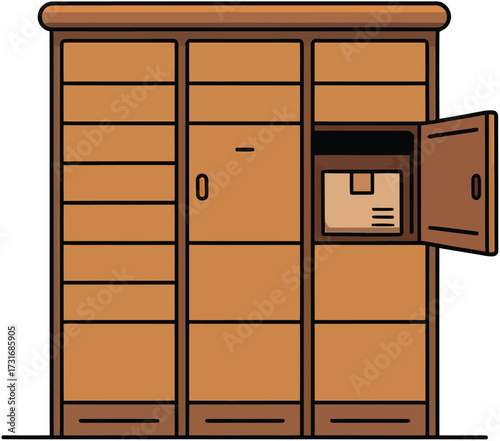 Postal Locker Delivery Station Drop Box Isolated Vector Illustration