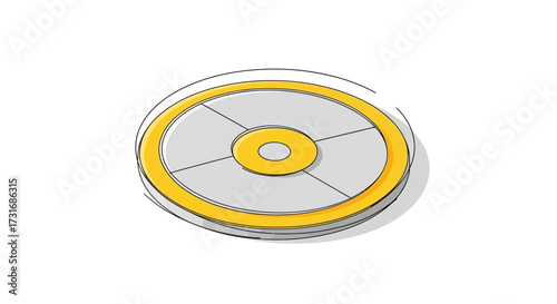 Stylized isometric illustration of a round plate with compartments
