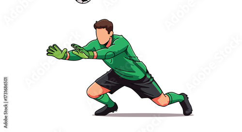 Goalkeeper in action, illustrated image of a soccer goalie ready to save, a dynamic depiction of athletic prowess and skill