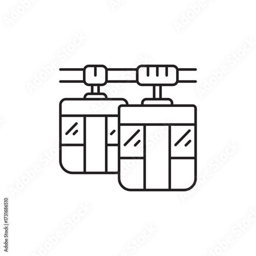 Cable Car icon, Funicular Symbol Outline icon Transparent background Editable Stroke