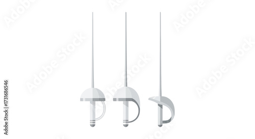 Three vector illustrations showcasing different fencing foil styles neatly arranged