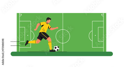 Dynamic soccer scene showcasing a player in action on the field demonstrating athleticism and movement illustrating the competitive nature and