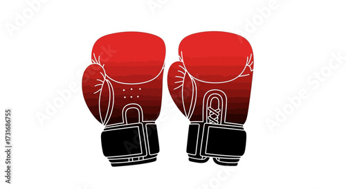 Vector illustration of two red boxing gloves, on a white background
