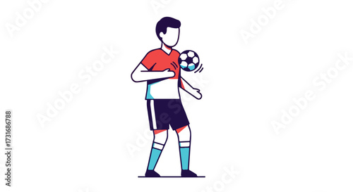Dynamic Illustration of a Soccer Player Practicing Ball Control with Chest and Leg Juggling Techniques, Showcasing Athleticism and Coordination on a