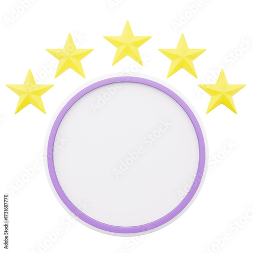 Golden Stars Circle Illustration on Transparent Background Shiny Yellow Stars Frame White Circle Badge Decorative Emblem Geometric Design Object Icon