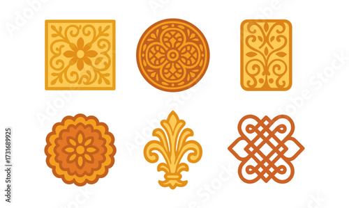 Ornamental pattern collection featuring decorative floral and geometric designs