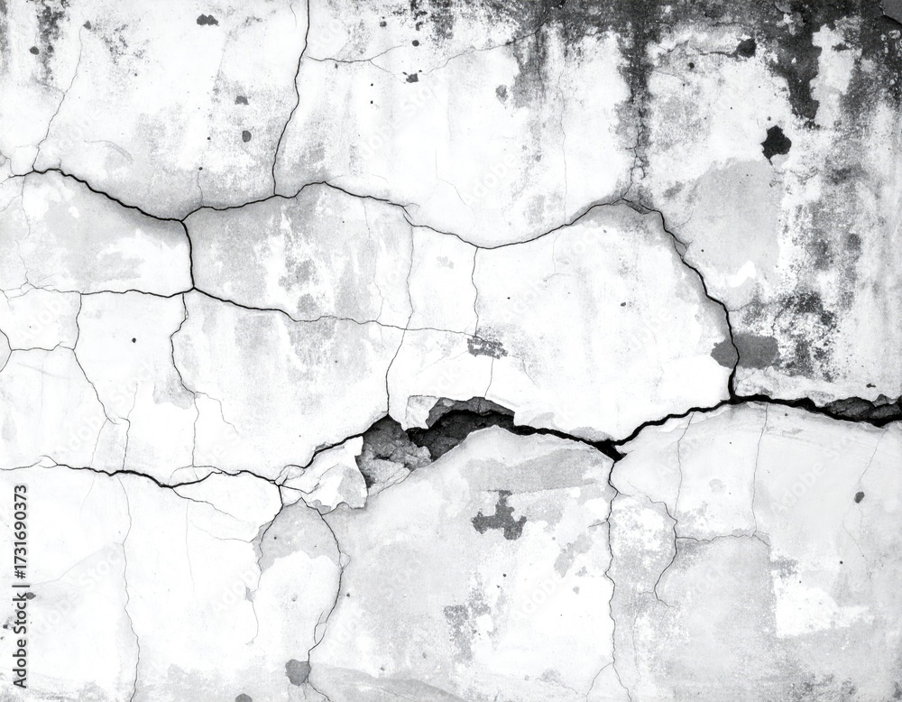 Obraz premium Cracked, weathered, light gray concrete surface