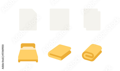 Minimal flat icons of furniture and folded documents for organization apps