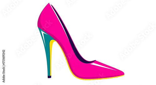 Stylish Pink Heel Shoe on Transparent Background Colorful Fashion Accessory