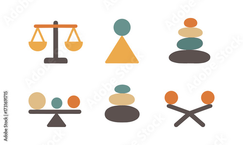 Minimalist balance symbols set in earthy tones for wellness and harmony themes