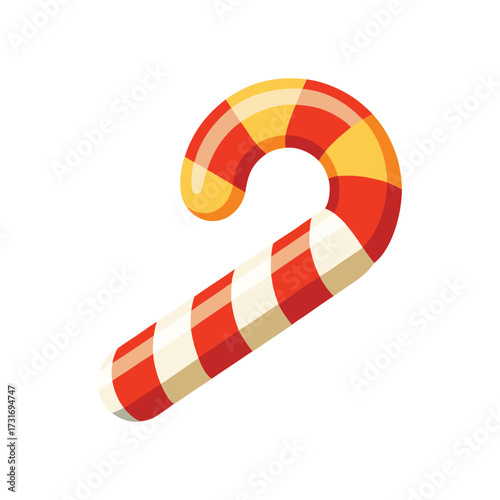 Candy Cane Icon Vector Illustration – Christmas Holiday Sweet Decoration
