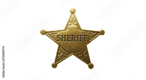 Sheriff metal star badge for law enforcement isolated PNG with Transparent Background