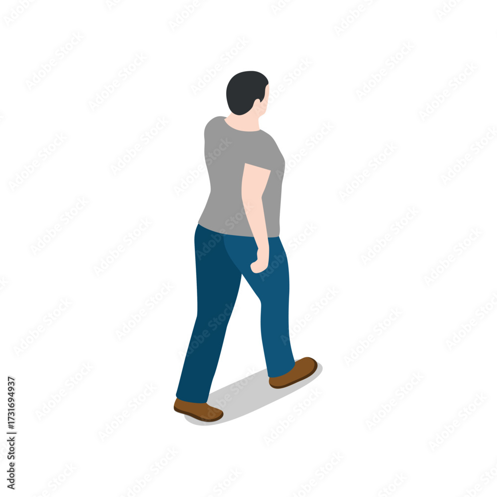 Fototapeta premium Isometric illustration of a person walking, isolated on transparent background