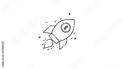 Rocket launches with a dollar coin animation