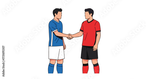 Sportsmanship handshake between two soccer players after match displaying fair play and mutual respect for the competitor, demonstrating a friendly