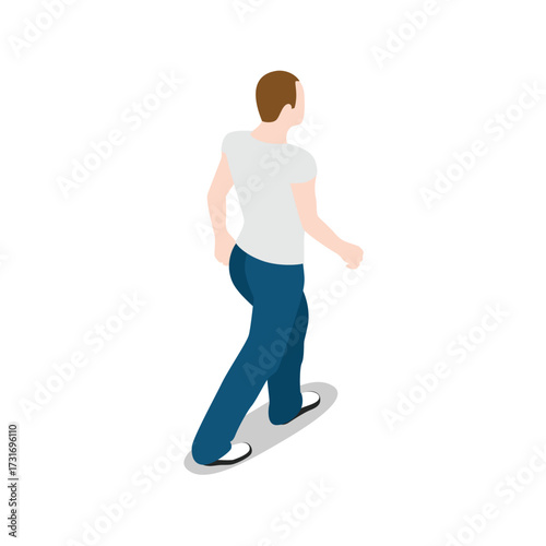 Man walking, viewed from behind, isolated on transparent background