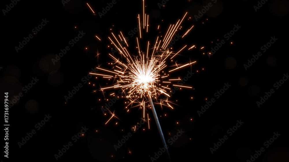 Obraz premium Celebration Sparkler Glowing with Soft Golden Bokeh
