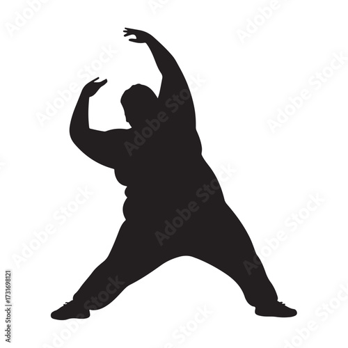 Vector silhouette of a fat man.