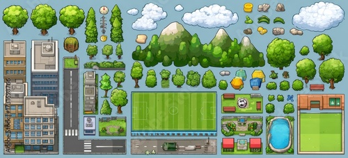 Top-down vector map assets for games