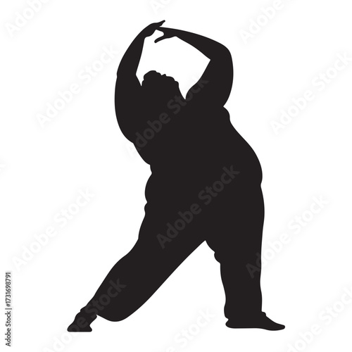 Vector silhouette of a fat man.