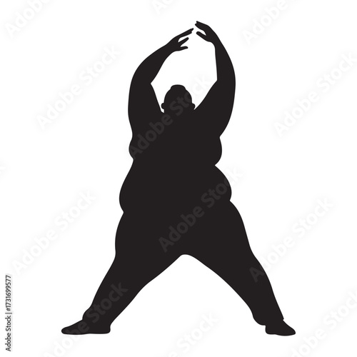 Vector silhouette of a fat man.