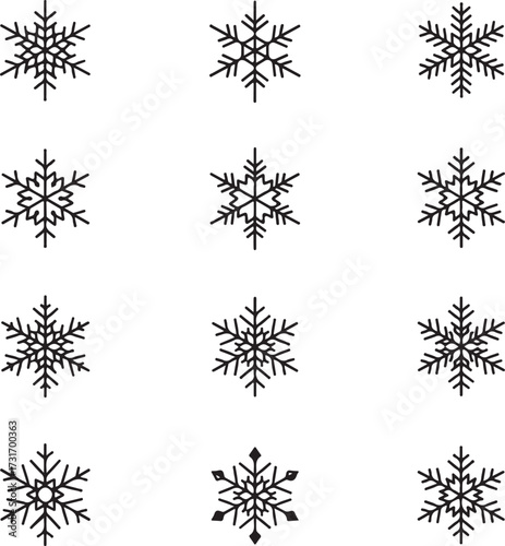 Winter Wonderland: A curated set of exquisite, minimalistic snowflakes dances across the frame, ready to add a touch of seasonal cheer to your visual needs.