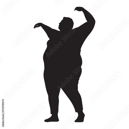 Vector silhouette of a fat man.
