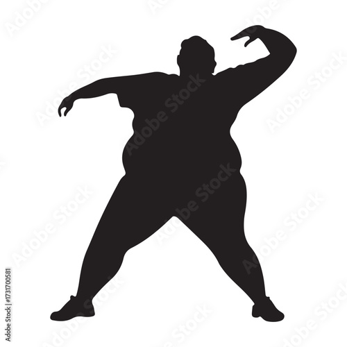 Vector silhouette of a fat man.