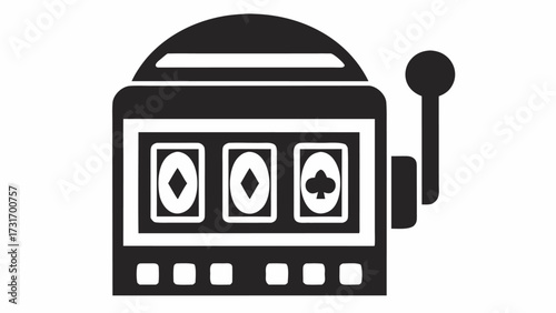 Illustration of a slot machine with diamonds and clubs symbols in black and white simple style icon